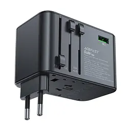 УЗарядний пристрій Acefast Z1 PD75W GaN (3*USB-C+2*USB-A) multifunctional charging adapter чорний