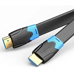 Кабель мультимедійний HDMI M to HDMI M 1.0m 4K60Hz flat black Vention (AAKBF)
