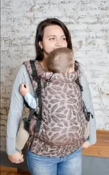 Ерго рюкзак регульований від народження 0 - 18 місяців "Adapt" Coolbabka Шоколадний Feathers - мініатюра 2