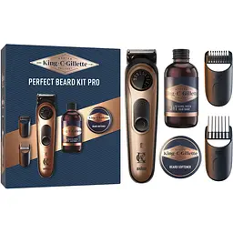 Подарунковий набір King C. Gillette: електричний тример для бороди King C. Gillette Pro + шампунь для бороди 60 мл + бальзам для бороди 25 мл