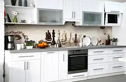 Вініловий кухонний фартух Шахи наклейка для кухні ПВХ фігури Абстракція Бежевий Happy Pocket Z181794 - мініатюра 4