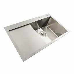 Кухонна мийка нержавійка 78x48 R Platinum Handmade (два отвори, круглий сифон 3,0/0,8), Нержавіюча сталь - мініатюра 4
