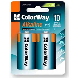 Батарейка ColorWay D LR20 Alkaline Power * 2 (CW-BALR20-2BL) - мініатюра 2