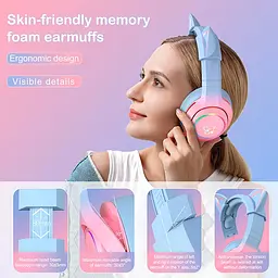 Дротова ігрова гарнітура Onikuma Gaming CAT Gradient with RGB K9, USB, 3.5mm, 2.2m, pink&blue - мініатюра 3