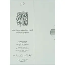 Склейка для ескізів в папці SM-LT Art Authentic (Bristol) А4 185г/м2 50л білий та гладкий папір