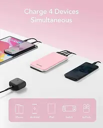 Портативний акумулятор - умб Charmast W2002C 26800mAh 15W рожевий - мініатюра 2