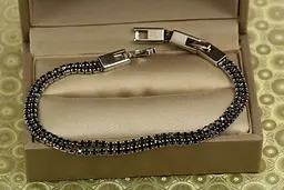 Браслет Xuping Jewelry дві доріжки із чорних фіанітів 21 см 4 мм сріблястий
