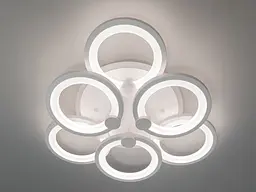 Люстра стельова LED Diasha 8022/3+3WH, 115W, 3200K-6500K, білий метал, з пультом диммером, сучасний стиль для дому - мініатюра 4
