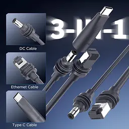 Кабель No Brand Hugener 2в1 Starlink Mini для заряджання DC/USB-C 5 м Сірий (2881814387) - мініатюра 7