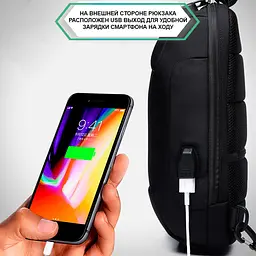 Рюкзак-антизлодій міський Ozuko 9223 з кодовим замком USB 5 л чорний (16210) - мініатюра 6