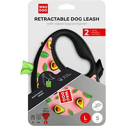 Повідець-рулетка для собак з контейнером Waudog R-leash Авокадо на рожевому зі світловідбивною стрічкою L 40 кг 5 м - мініатюра 5