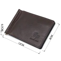 Шкіряний чоловічий затискач для грошей з монетницею Grande Pelle 11547 коричневий - мініатюра 7