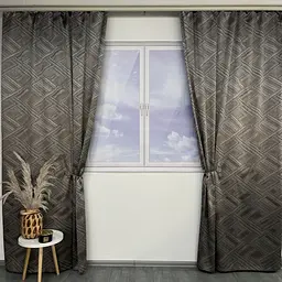 Жакардові штори "геометрія" кавового кольору на тасьмі 2шт. 150х270 ALBO pbe0052386
