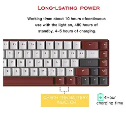 Клавіатура ігрова механічна Motospeed BK-67 Wireless Red-White Outemu Switch Red - мініатюра 8
