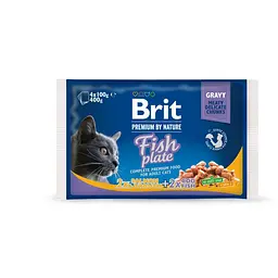 Набір вологих кормів Brit Premium Cat Pouch Бріт Преміум «Рибна тарілка» для котів, 4 шт х 100 г