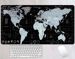 Ігрова поверхня для комп'ютерної миші та клавіатури UKC килимок на стіл нековзний із зображенням карти світу 80х30 см 500022