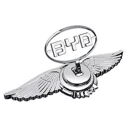 Емблема приціл BYD орлині крила метал Хром 215х70х72 мм на скотчі (Завод)