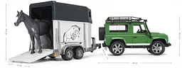 Джип Bruder Land Rover Defender з причепом для перевезення коней (02592) - мініатюра 4