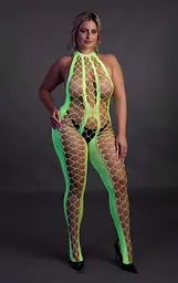 Бодістокінг - Ouch! Bodystocking With Halterneck, XL/4XL - мініатюра 6