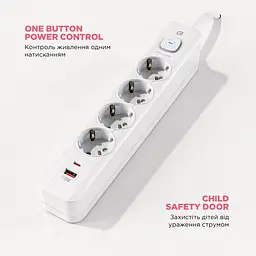 Мережевий фільтр-подовжувач ArmorStandart A-PS42 1.8m 4 розетки + USB-A + USB-C (PD20W) White (ARM84666) - мініатюра 5