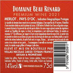 Вино Domaine Beau Renard Red Dingue De Toi Merlot IGP Pays D'Oc червоне сухе 0.75 л - мініатюра 2