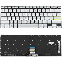 Клавіатура для ноутбука ASUS (X321 series) rus, silver, без фрейма, підсвічування клавіш (ОРИГИНАЛ)