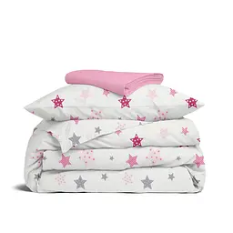 Дитяча постільна білизна в ліжечко PINK STARS, рожевий (StarCarnivalRoseGrey_34Bubble_140)