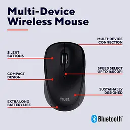 Комп'ютерна миша Trust Yvi+ Compact Multi-Device WL/BT/USB-A чорний teh0014033 - мініатюра 2