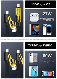 Кабель XON SmartCable Type-C/Type-A - Type-C/Lightning PD 60W 1м MultiLink (SC7ACL6W1B 3312) Чорний - мініатюра 12