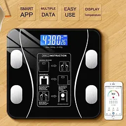 Смарт-ваги підлогові фітнес ваги Smart Scale 25x25 см Чорний 180 кг - мініатюра 2
