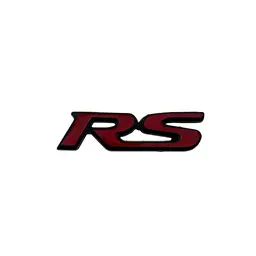 Емблема напис RS червона з чорною окантовкою 89х24мм метал (на скотчі)