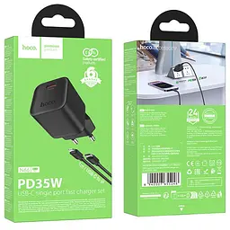 МЗП Hoco N66 Ingenious PD35W (1USB-C) + кабель Type-C to Lightning Black - мініатюра 2
