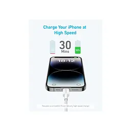 Кабель для передавання даних Anker 322 USB 2.0 AM to Lightning 0.9 m White (A81B5H21/A81B5G21) - мініатюра 4