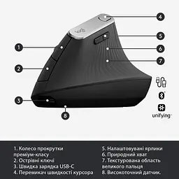 Бездротова миша Logitech MX Vertical Wireless (910-005448) - мініатюра 6