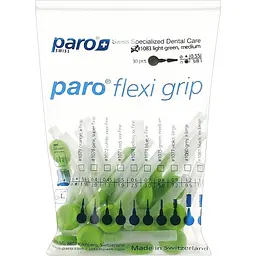 Набір міжзубних щіток Paro Swiss Flexi Grip середні 3/8 мм з ковпачком салатовий 30 шт. - мініатюра 2