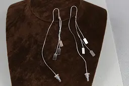 Сережки протяжки Xuping Jewelry три прямокутника 7,5 см сріблясті - мініатюра 2