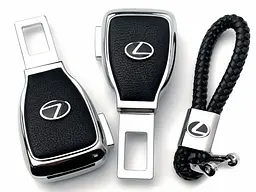 Набір в авто для Lexus №2 / заглушка-перехідник ременя безпеки та брелок з логотипом