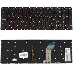 Клавіатура для ноутбука LENOVO (IdeaPad: Y700-15), rus, black, без фрейма, підсвічування клавіш(оригінал) - мініатюра 2