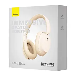 Бездротові накладні навушники Baseus Bowie D05 Wireless Headphones Creamy-white (NGTD020202) - мініатюра 6