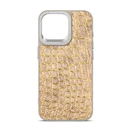 Кожаный чехол для Apple iPhone 15 Pro Max, Harder Crocosaur, бежевый, термополиуретан ТПУ + экокожа с текстурой крокодила, панель, защита корпуса, противоударный, микрофибра, рамка вокруг камеры, защита всего корпуса, (ARM76711)
