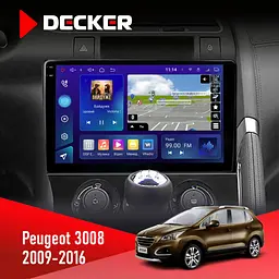 Штатная магнитола Peugeot (3008) 2009-2016 Decker D9-009 4x64, DSP, 4G, 2k Decker (НФ-00008371)