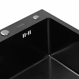 Кухонна мийка Platinum Handmade 50x50 PVD чорна (сифон круглий чорний 3.0/0.8) - мініатюра 5
