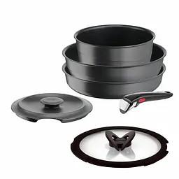 Tefal Набір посуду Tefal Ingenio Inspiration, 6предметів, алюміній, скло, бакеліт, чорний