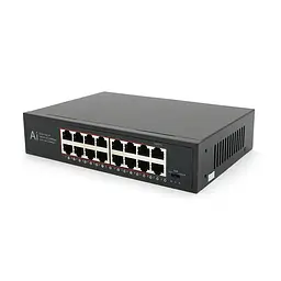 POE коммутатор Merlion 14 POE 10/100+2 RJ45 10/100/1000+ встроенный блок питания 52V 4.8A