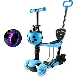 Самокат дитячий Scooter 3-колісний 5 в 1 FYS-2864 блакитний - мініатюра 3
