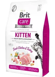 Беззерновий сухий корм для кошенят Brit Care Kitten для здорового росту та розвитку, з куркою та індичкою, 2,0 кг