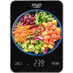 Ваги кухонні Adler AD 3177 black електронні/ 10кг/ г; мл, унція/ USB type C/ автовимкнення/ скло - мініатюра 6