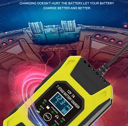Автомобільний зарядний пристрій Foxsur FBC1207D 12V/7А Автоматичний імпульсний з функцією відновлення Yellow (19427) - мініатюра 6