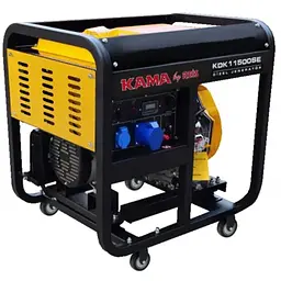 Генератор дизельний KDK11500SE, 1-фазний 230V, 50Hz, 11kVA/8.8kW, бак 12,5 л, витрата 2,4 л/год, пуск: стартер, 770x575x685 мм, 158 кг