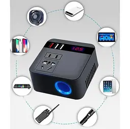 Автомобільний інвертор-перетворювач AC/DC з 12В/24В на 220В/120W + LCD (екран) 3хUSB - мініатюра 5